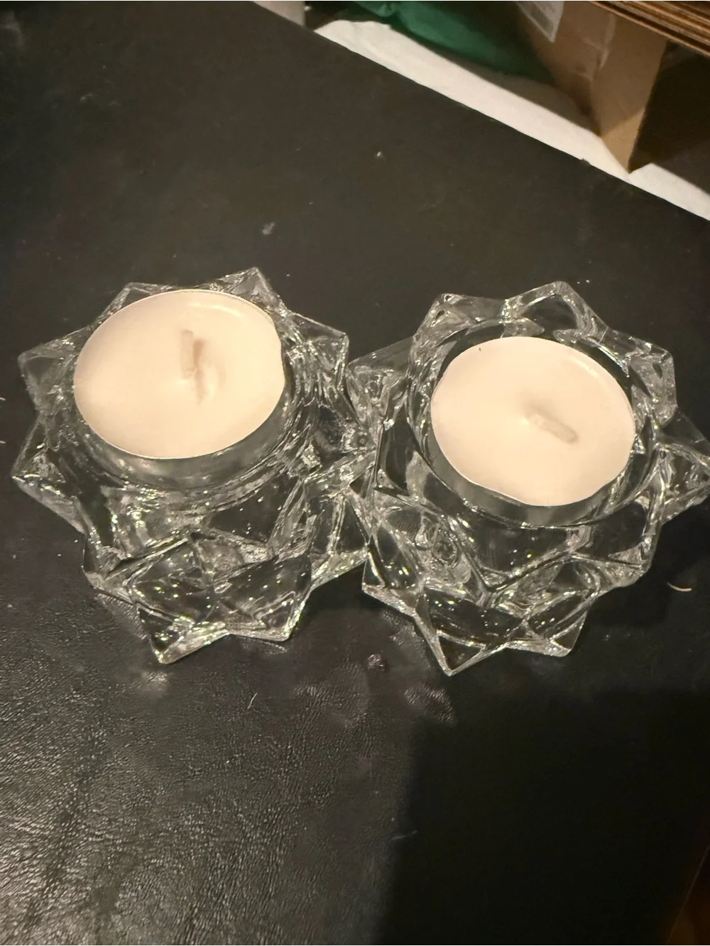 Clear Glass Tealight Candle Holders - Set of 2